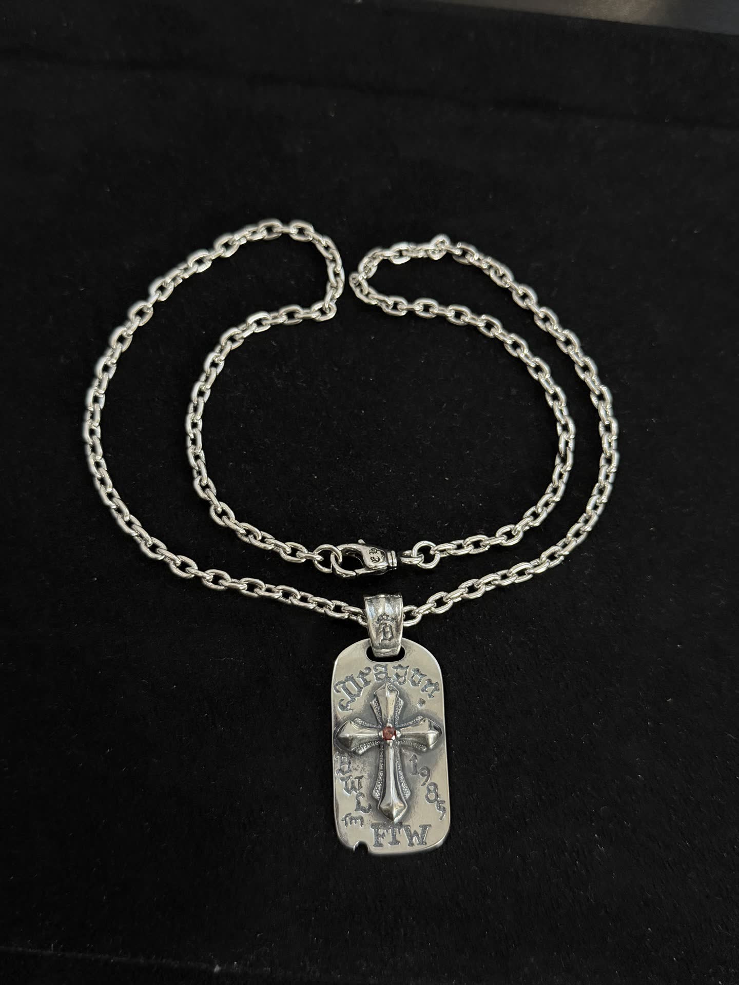 Chrome Hearts Silver Cross Pendant Necklace